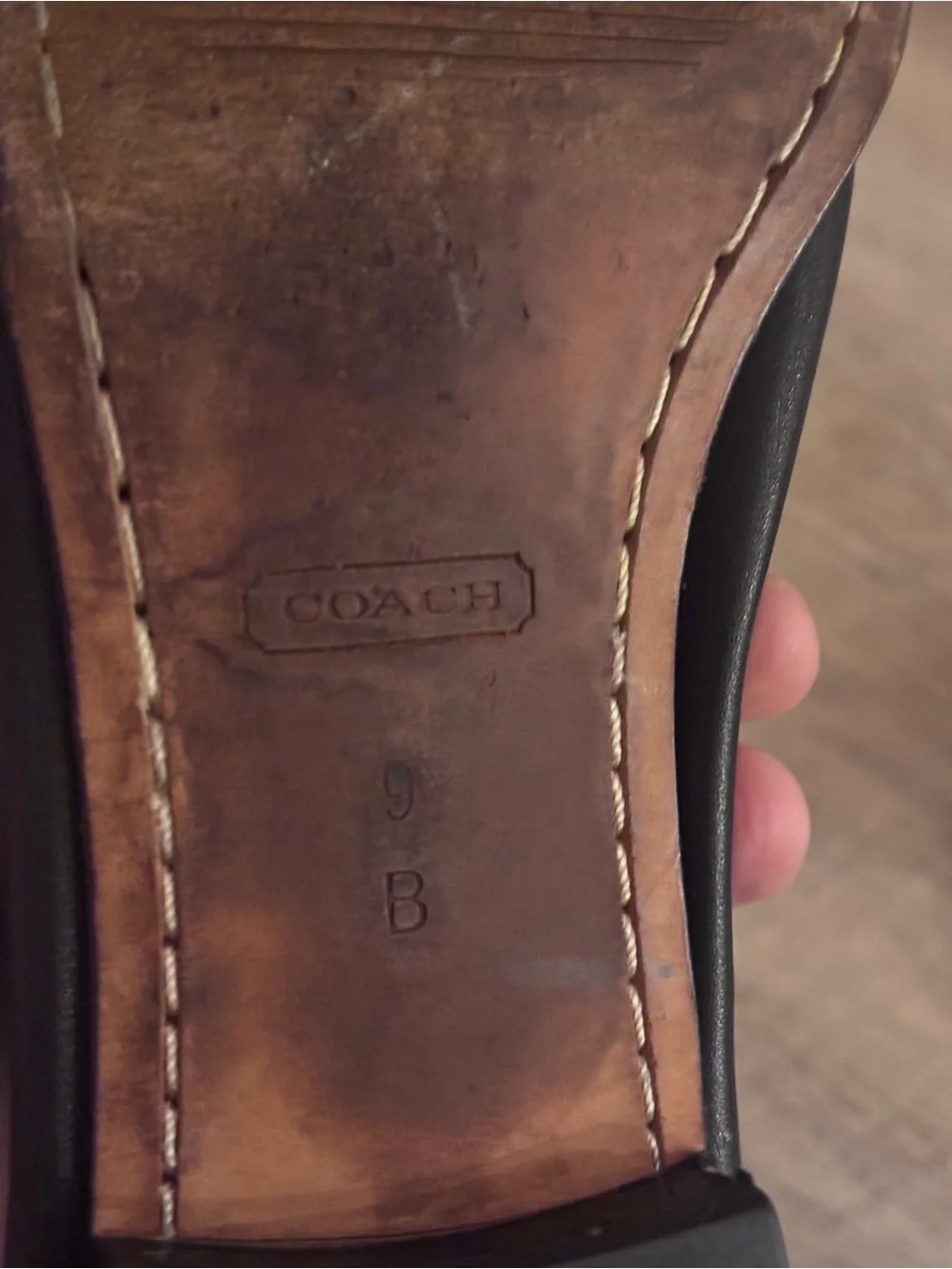 Coach Black Leather Driving Moc Loafers Women’s Size 9 Silver Logo